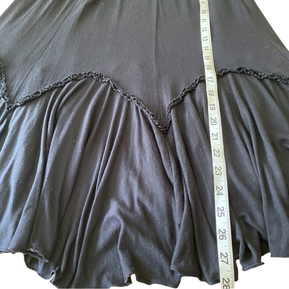 Cordelia Black Midi Tiered Ruffle Lettuce Hem Witchcore Elastic Waistband Skirt - Picture 5 of 7